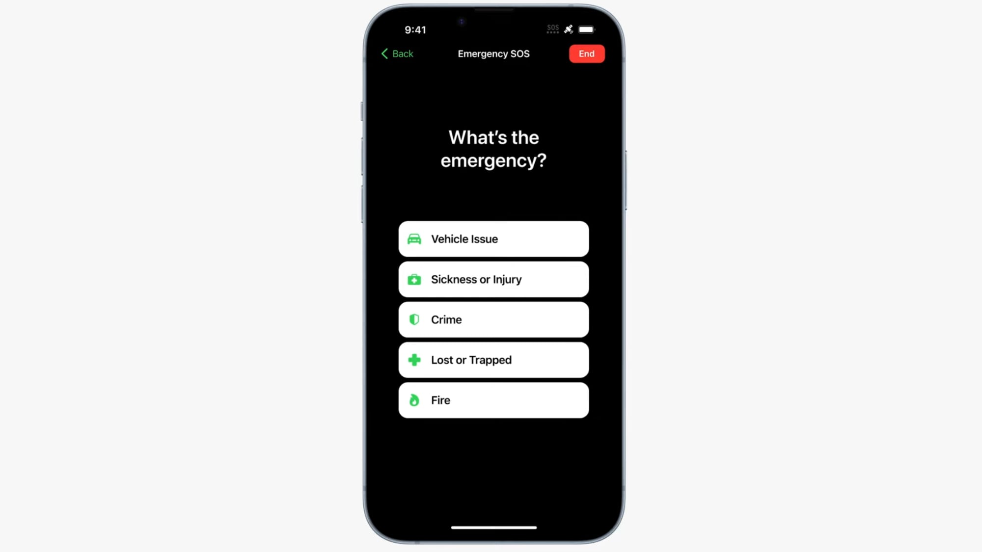 apple emergency sos message interface